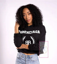 Load image into Gallery viewer, Black Babenciaga Crop Sweatshirt | Minimalist | Hoodie | Relaxed Fit | Comfortable | Classy | Plush Fabric
