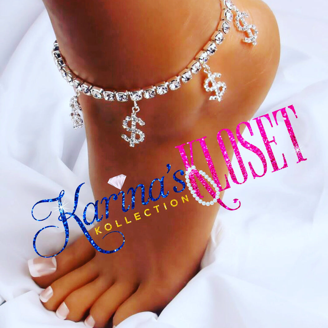 💵 Silver Money Cash Charm Ankle Bracelet